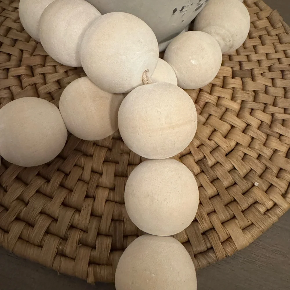 Rustic Cream Beaded Garland with Tassels - Picture 2 of 2